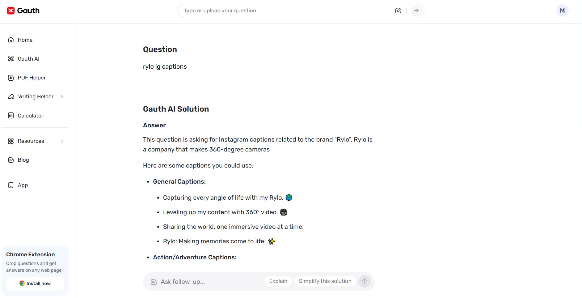 Crafting perfect rylo ig captions with Gauth: Elevating social media content